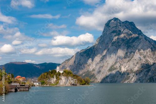 View of Traunkirchen village in Sazkammergut region of Austria © Nikolay