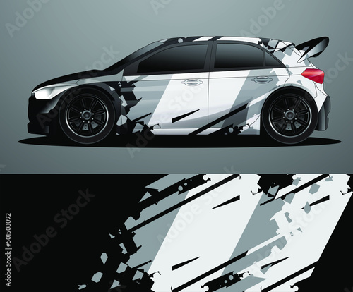 Rally car decal graphic wrap vector, abstract background