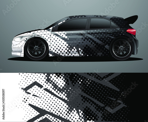 Rally car decal graphic wrap vector, abstract background