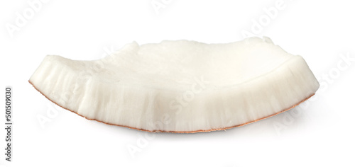 Fresh coconut meat isolated on white background.