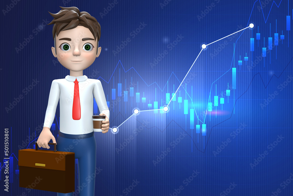 Businessman review about profitable earning. 3D rendering Businessman review about profitable earning. 3D rendering