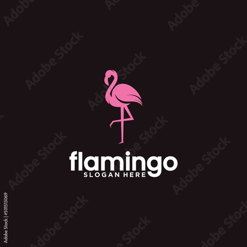 Flamingo logo with line style beautiful flamingo animal art logo design illustration for business