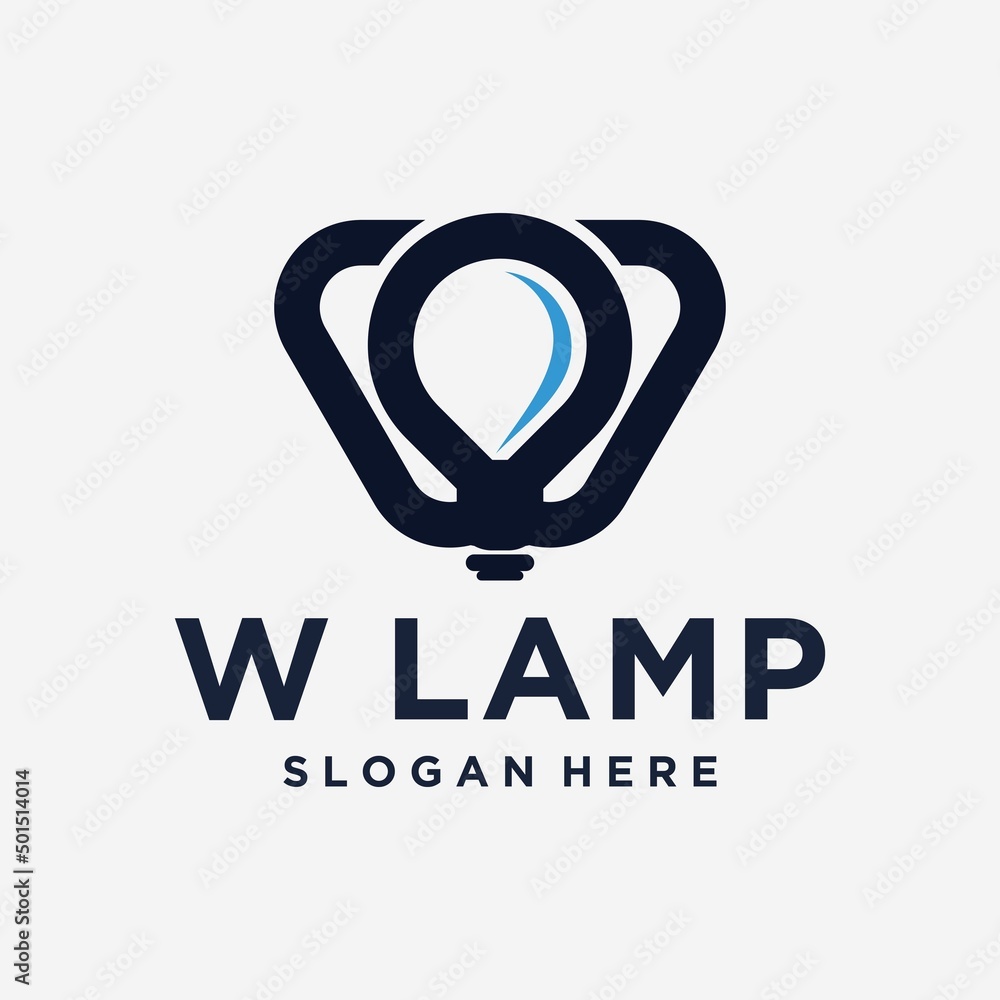 Fototapeta premium W logo with light concept technology logo and digital connection logo template 