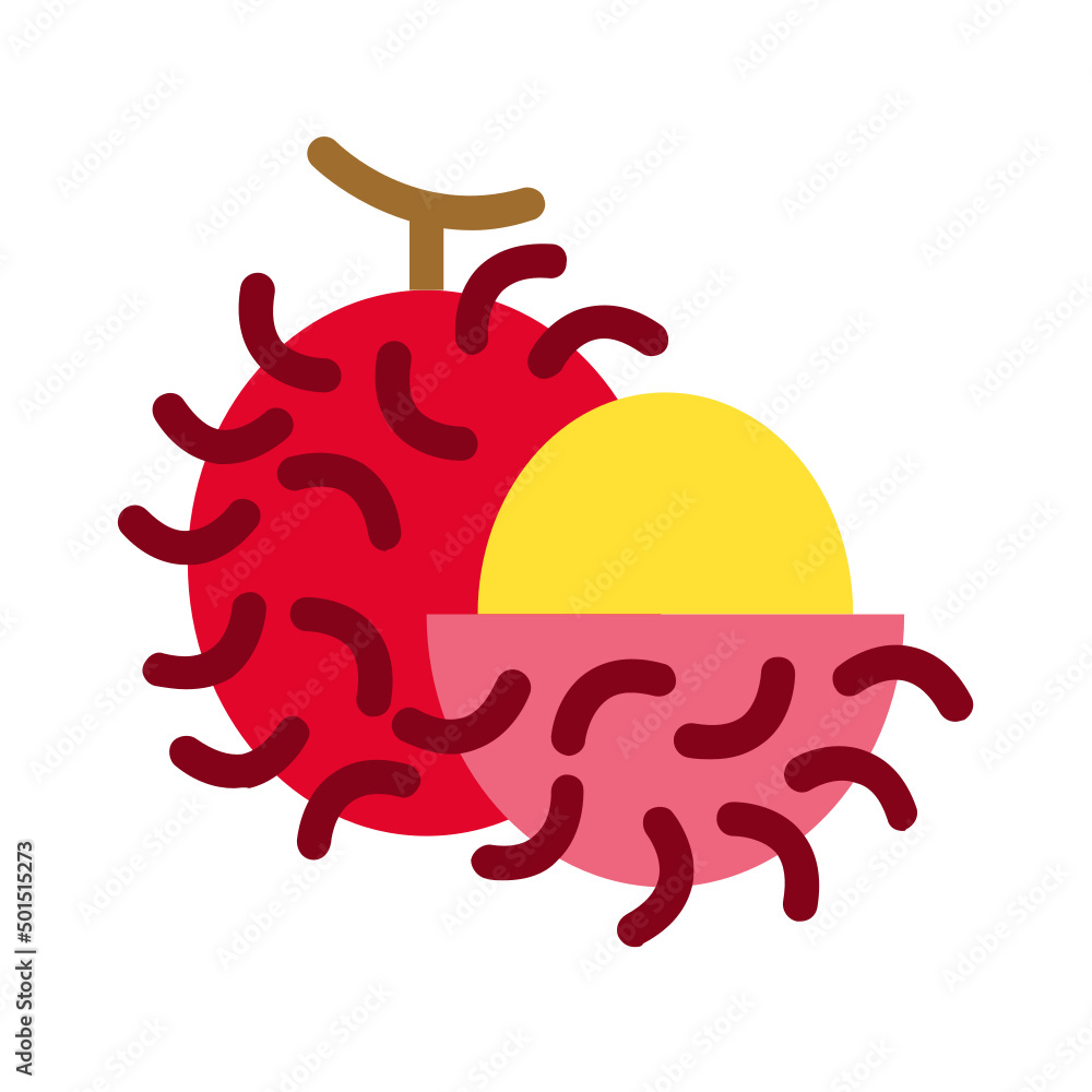 Rambutan , Fruits flat icon. Rambutan , Fruits flat icon.