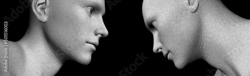 Two opponents facing each other. Conflict. People talk face to face. The concept of rivalry. Vector Illustration for advertising, marketing or presentation.