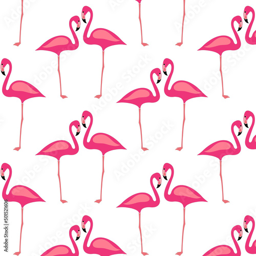 colorful flamingos seamless pattern isolated	