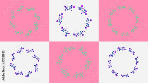 Floral wreath of greenery frame Collection.
