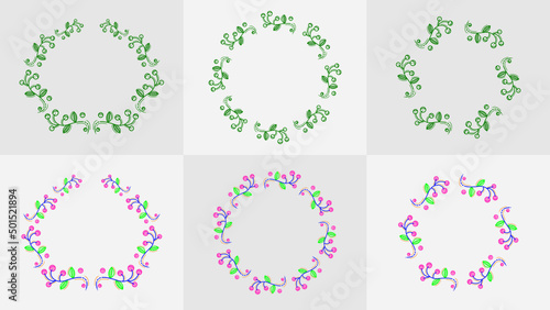 Floral wreath of greenery frame Collection.