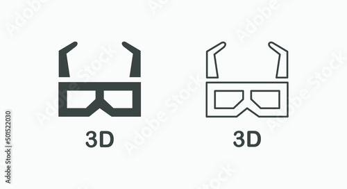 3d cinema movie glasses vector icon symbol set isolated