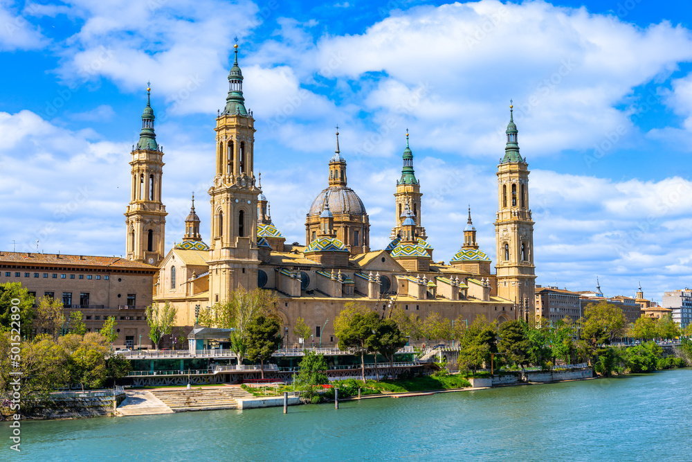 The Basilica of Our Lady of the Pillar seen from the Ebro river