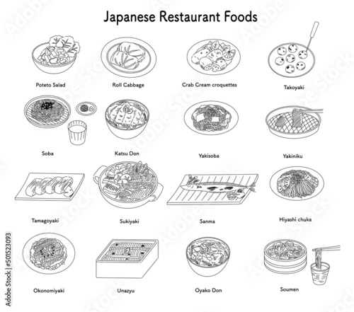Japanese Restaurant Foods Icon Set