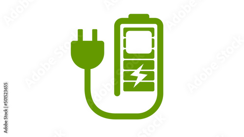 Charging station green icon symbol, Hybrid vehicles charging point logotype, Eco friendly vehicle concept, Vector illustration