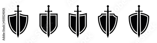 Shield and swords Icon, vector Illustration