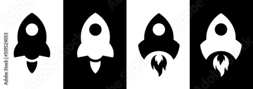 Rocket simple icon set vector illustration