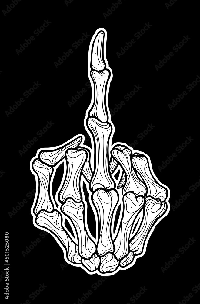 Skeleton hand shows middle finger Stock Vector Adobe Stock