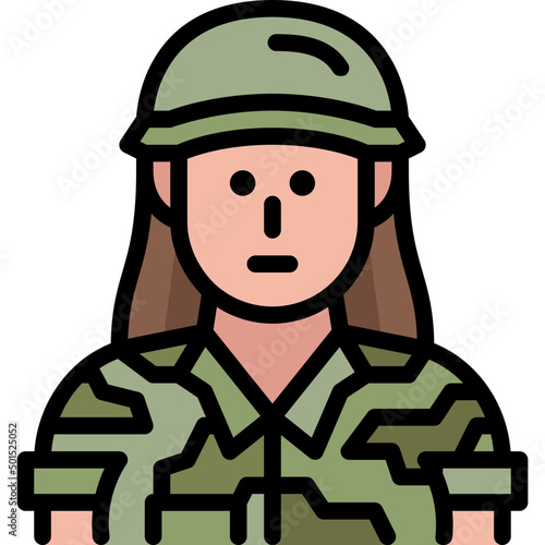 female soldier filled outline icon