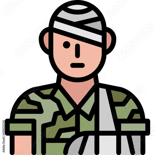 wounded soldier filled outline icon