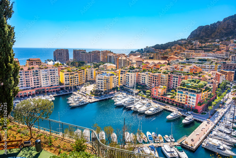 Monaco, Monaco - April 5 2022 - sailboats in the Port de Fontvieille harbour