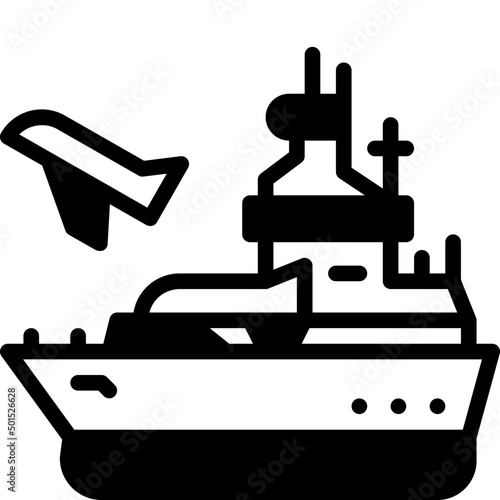 aircraft carrier solid line icon