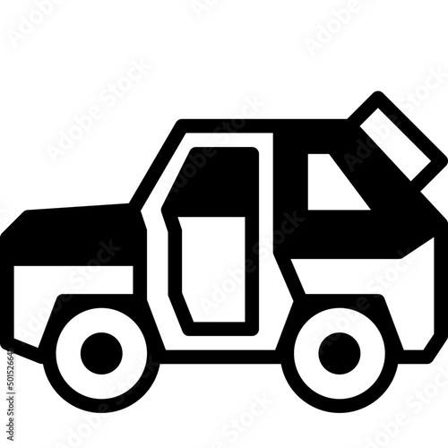armored vehicle solid line icon