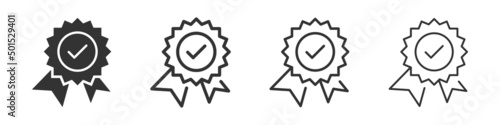 Certificate medal icons collection in two different styles and different stroke. Vector illustration EPS10