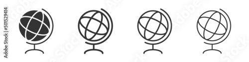 Globe icons collection in two different styles and different stroke. Vector illustration EPS10