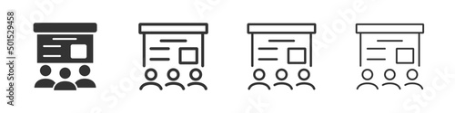 Teaching people icons collection in two different styles and different stroke. Vector illustration EPS10