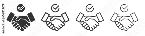 Commitment handshake icons collection in two different styles and different stroke. Vector illustration EPS10 photo