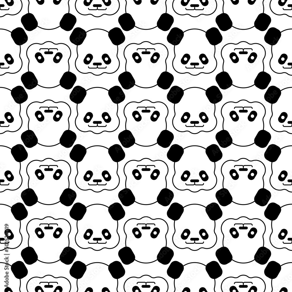 Little Panda pattern seamless. Chinese bear little kid background. beast small children texture. Vector ornament Little Panda pattern seamless. Chinese bear little kid background. beast small children texture. Vector ornament