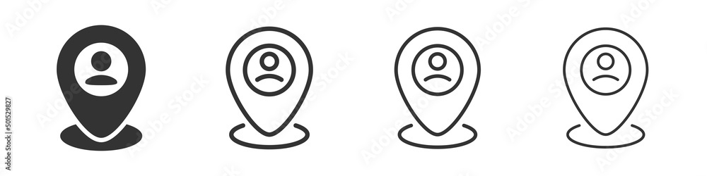 Man map marker icons collection in two different styles and different stroke. Vector illustration EPS10 Man map marker icons collection in two different styles and different stroke. Vector illustration EPS10