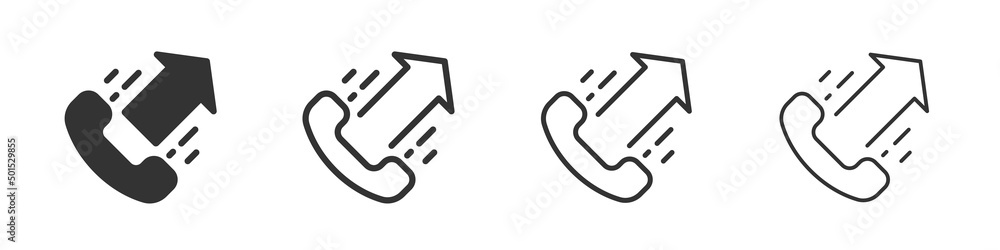 Outgoing call icons collection in two different styles and different stroke. Vector illustration EPS10 Outgoing call icons collection in two different styles and different stroke. Vector illustration EPS10
