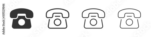 Landline phone icons collection in two different styles and different stroke. Vector illustration EPS10