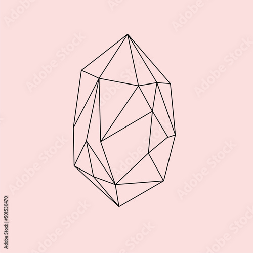 vector line drawing in doodle style. crystals. isolated on white background simple drawing of crystal, mineral.