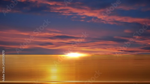  sunset dramatic clouds on sky pink orange yellow blue reflection on sea water natire landscape 
