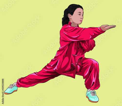 Drawing chinese matrial art, traditional, beautiful, art.illustration, vector