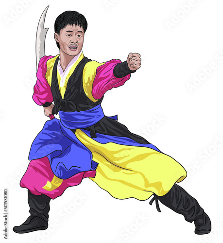 Drawing korean martial art, traditional, srt.illustration, vector