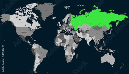 World map. Map of Russia. Russian federation.