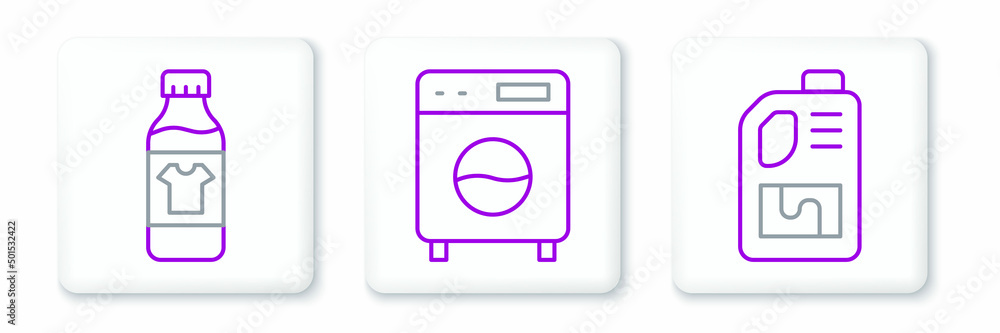 Set line Drain cleaner bottle, Bottle for cleaning agent and Washer icon. Vector Set line Drain cleaner bottle, Bottle for cleaning agent and Washer icon. Vector