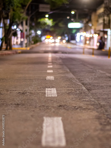illuminated street at night 