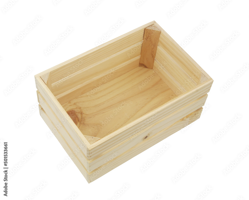 Empty wooden box isolated on white background Empty wooden box isolated on white background