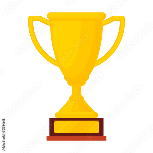 Winner trophy icon. The golden goblet or cup on a stand. Symbol of victory in a sports event.