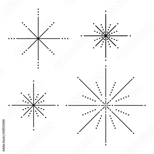 Illustration set of symbols of stars. Simple graphic style.Black objects isolated on white background.