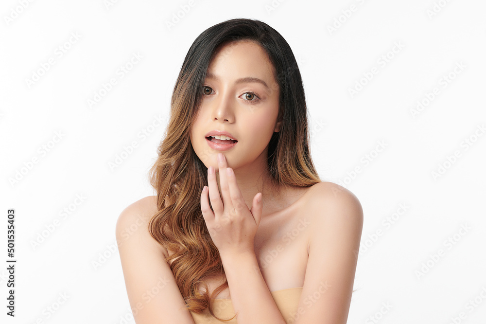 Beautiful young asian woman with clean fresh skin on white background, Face care, Facial treatment, Cosmetology, beauty and spa, Asian women portrait. Beautiful young asian woman with clean fresh skin on white background, Face care, Facial treatment, Cosmetology, beauty and spa, Asian women portrait.