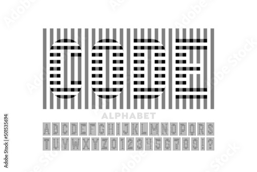 Encrypted style font design, Code alphabet, letters and numbers vector illustration
