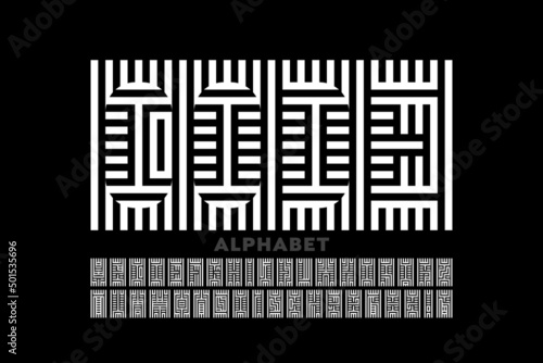 Encrypted style font design, Code alphabet, letters and numbers vector illustration