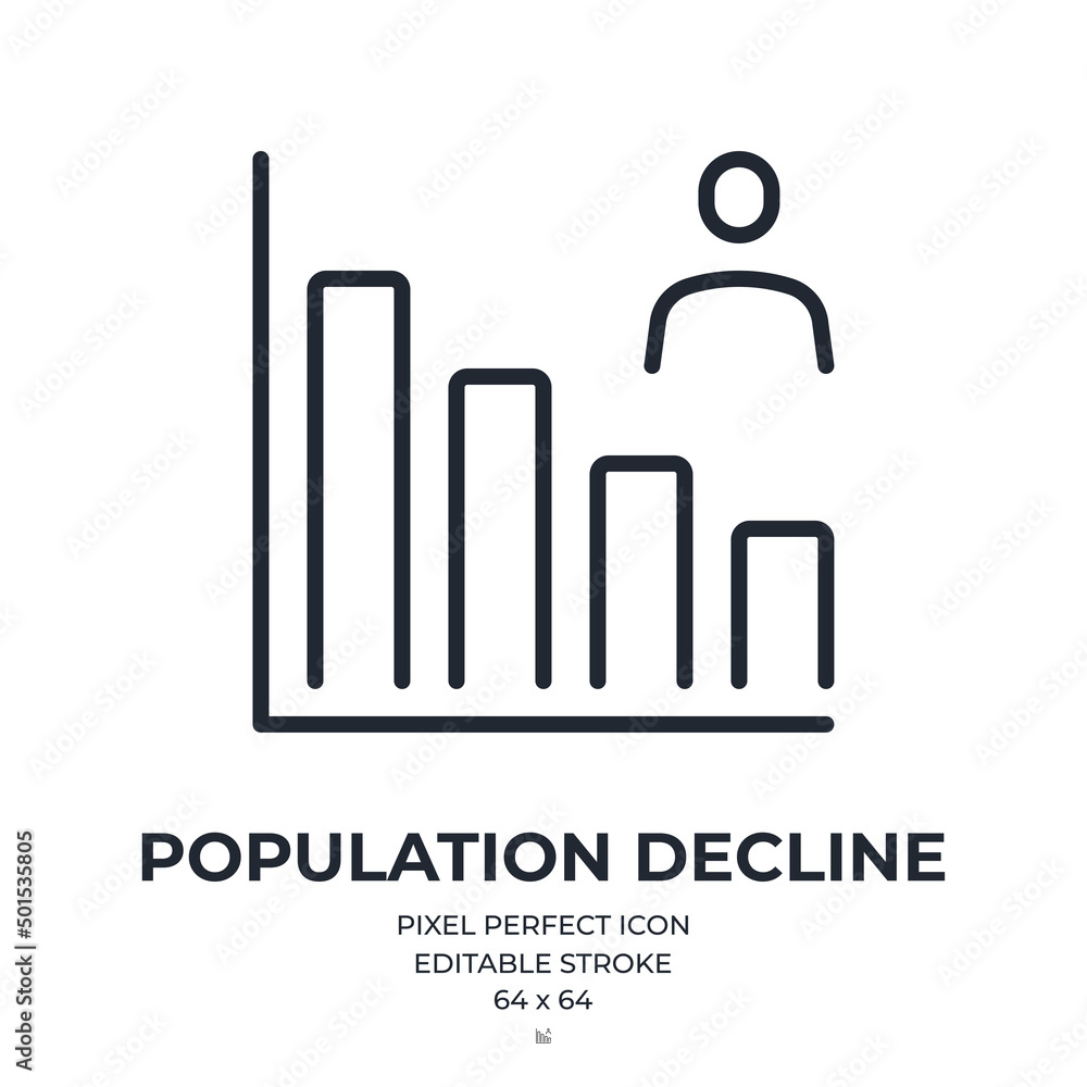 Demography statistics and population decline concept editable stroke outline icon isolated on white background flat vector illustration. Demography statistics and population decline concept editable stroke outline icon isolated on white background flat vector illustration.