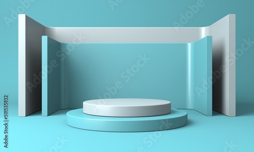 Abstract scene podium mockup. Award ceremony concept