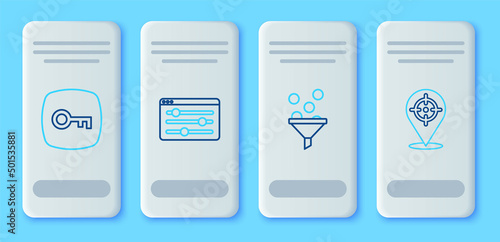 Set line Browser setting, Lead management, Key and Target icon. Vector