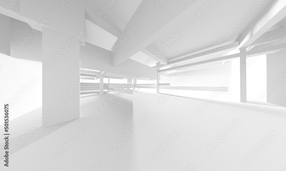 Fototapeta premium Illuminated corridor interior design. Empty Room Interior Background