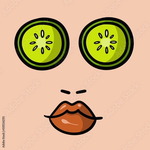 Cosmetic face mask made of natural ingredients, relaxation and spa, vector illustration